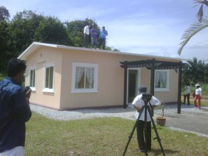 FLASHBACK : 2013 - Site visit by technical staff and CIDB at the showhouse unit put up by our client Wyndham Homes in Raub, Pahang. Present was Wyndham Homes CEO and executive chairman Datuk Jeyakumar. The house was built using state of the art composite material produced by Bayer and assembled at their factory in Nilai, Negeri Sembilan. It does away with the conventional building methods using concerete , bricks and mortar.